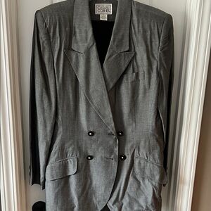 Casual Corner Charcoal Double-Breasted Blazer with matching skirt